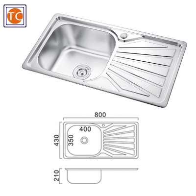 SS201 Stainless Steel Topmount Drainboard Sink with Brushed Finish