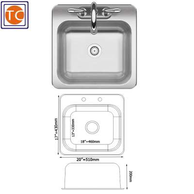 304 Stainless Steel Wash Hand Basin Sizes With Satin Finish