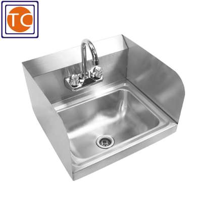 Commercial Wall Mount Hand Washing Sink With Side Splash Back